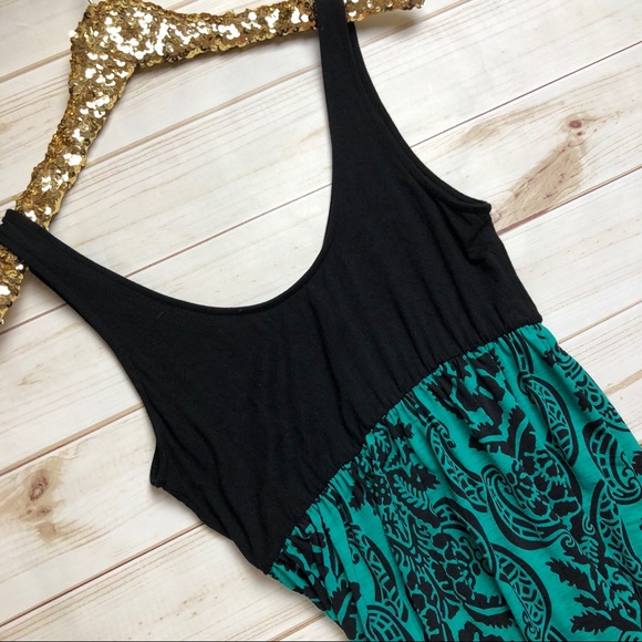 EUC Medium Jade / Black maxi dress - Picture 8 of 8